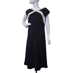 Amanda Smith Women Dress Size 16W Long Black Ivory
